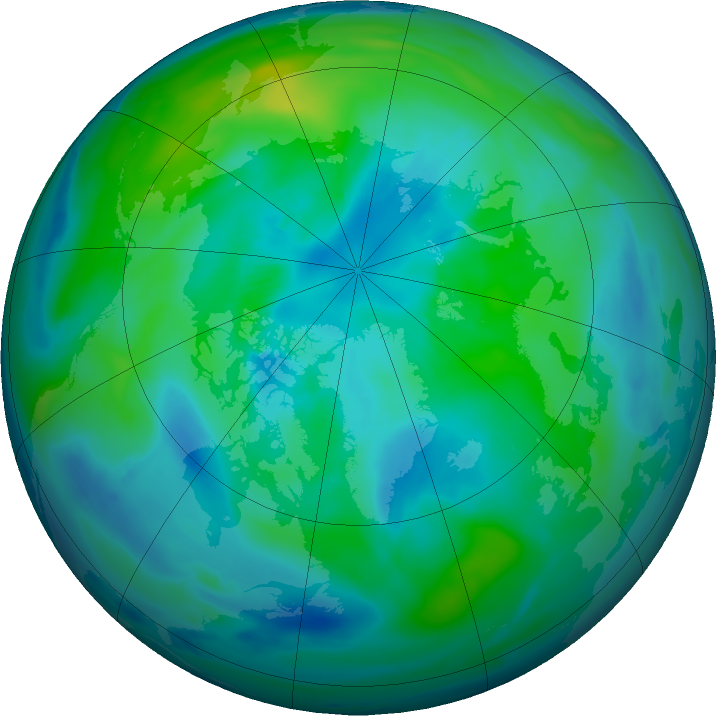 Arctic ozone map for 02 October 2016